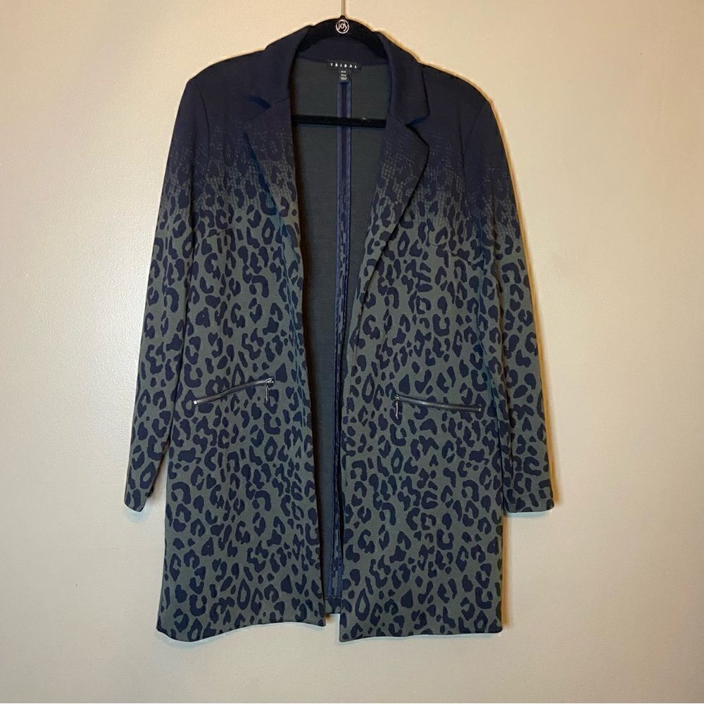 Tribal navy green long blazer size medium